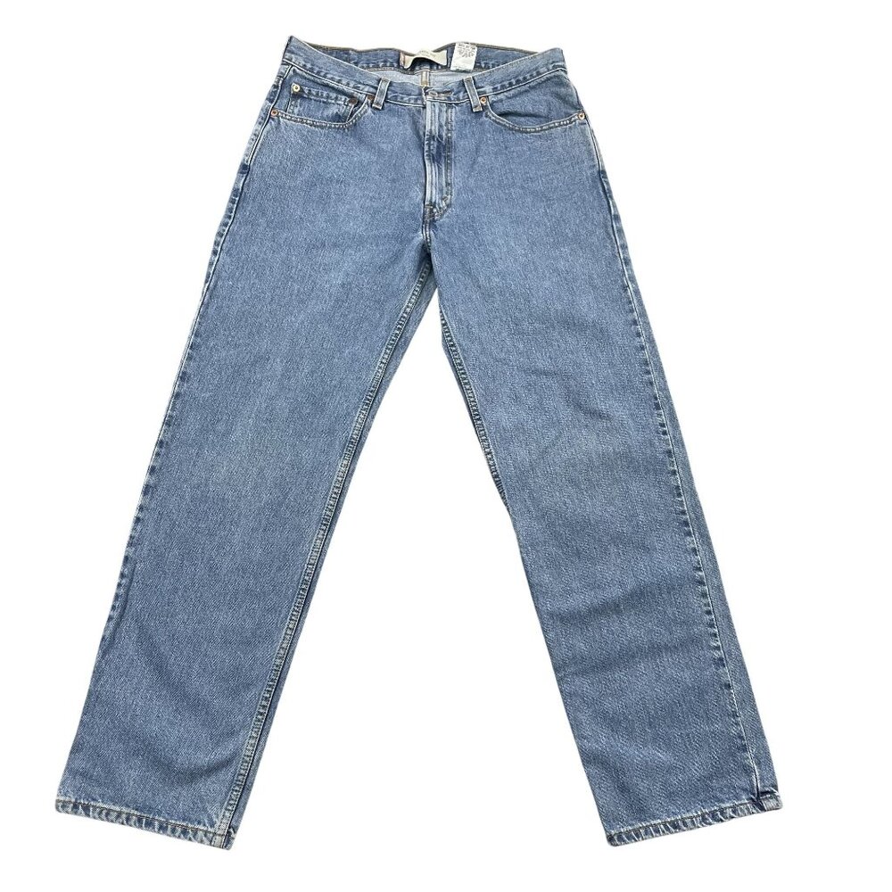 Y2K‎ Levi's 550 Jeans Mens 34x32 Blue Relaxed Fit Light Wash Black Batwing Denim